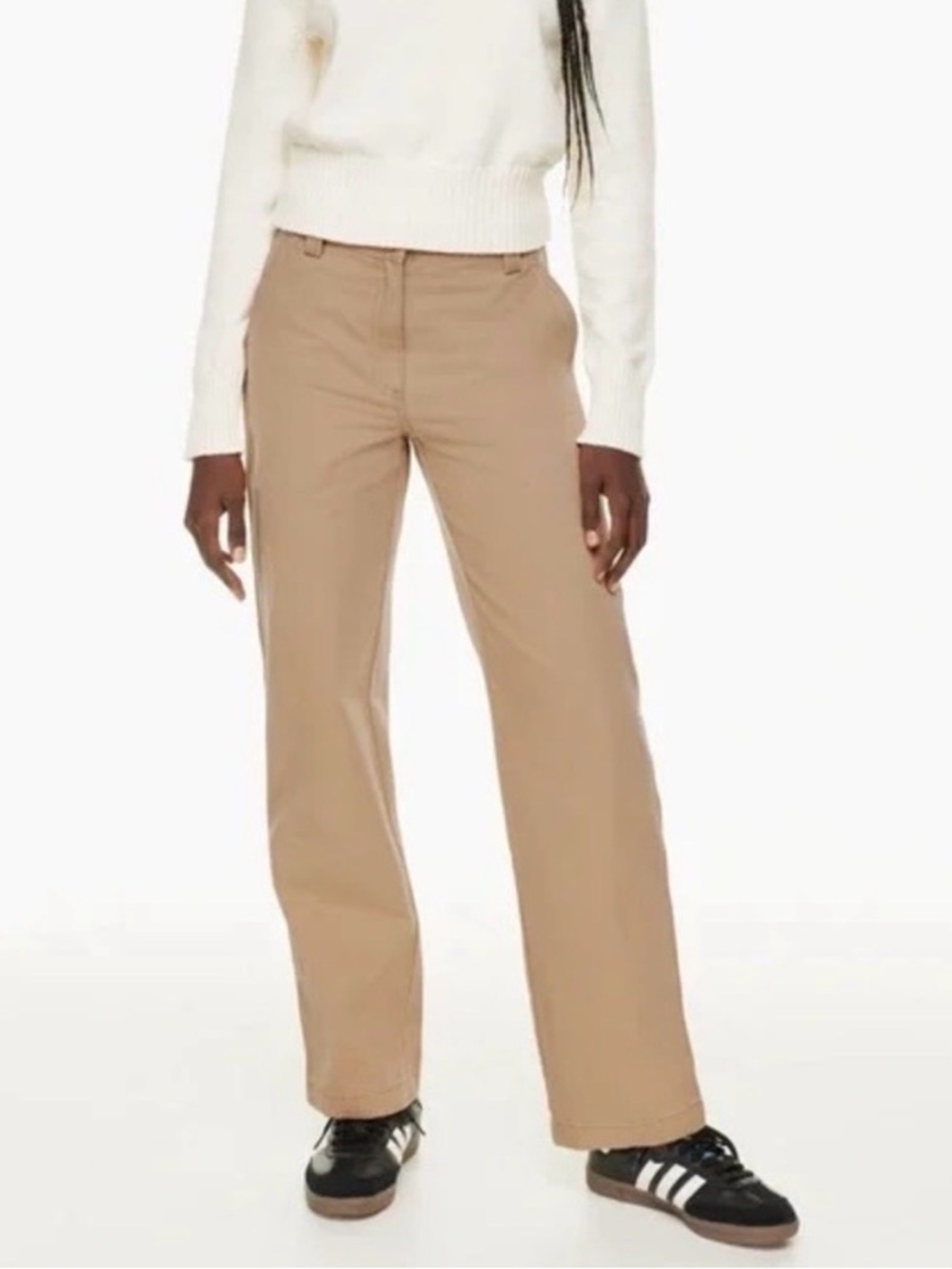 Aritzia Straight-Leg Pants in Khaki Tan